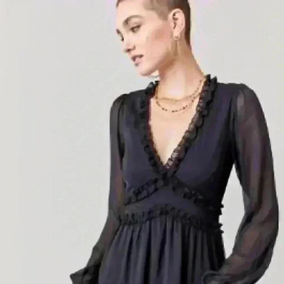 NWT - Ella Ruffle Mini Dress - Black (Size M) - Picture 2 of 11